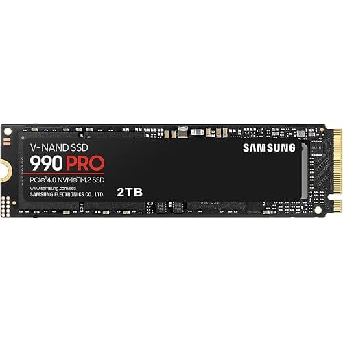 Samsung 990 PRO NVMe M.2 SSD, 2 TB, PCIe 4.0, 7.450 MB/s Lesen, 6.900 MB/s Schreiben, Interne SSD, Interne SSD für Gaming und Videobearbeitung, Schwarz, MZ-V9P2T0BW