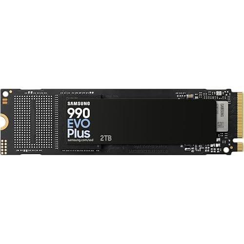 Samsung 990 EVO Plus NVMe M.2 SSD 2 TB, PCIe 4.0 x4 / PCIe 5.0 x2, NVMe 2.0 (2280), 7.250 MB/s Lesen, 6.300 MB/s Schreiben, Interne SSD für Gaming und Grafikbearbeitung, MZ-V9S2T0BW