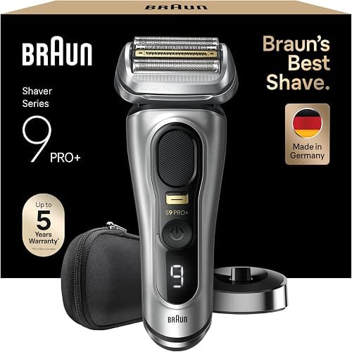 Braun Rasierer Herren Elektrisch Series 9 PRO+, 9517s, Silber - Elektrorasierer mit 5+1 Ultradünne Klingen, Barttrimmer mit 60 Min. Akku, Wasserdicht, Made in Germany, Inkl. Etui und Ladestation